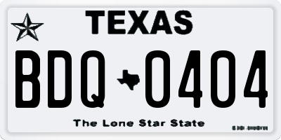 TX license plate BDQ0404