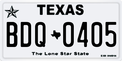 TX license plate BDQ0405