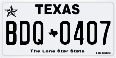 TX license plate BDQ0407