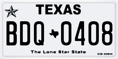 TX license plate BDQ0408
