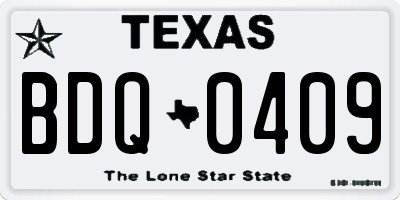 TX license plate BDQ0409