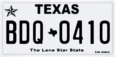 TX license plate BDQ0410