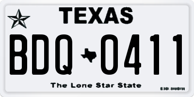 TX license plate BDQ0411