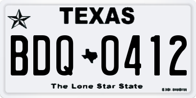 TX license plate BDQ0412