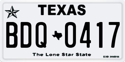 TX license plate BDQ0417
