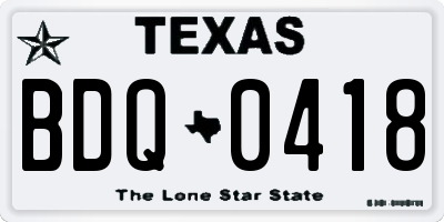 TX license plate BDQ0418