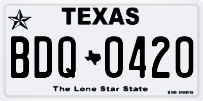TX license plate BDQ0420