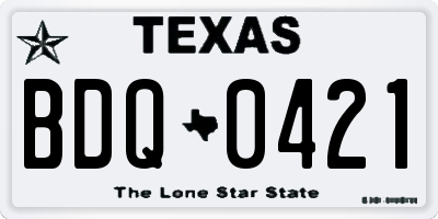 TX license plate BDQ0421
