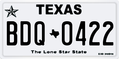 TX license plate BDQ0422