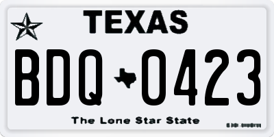 TX license plate BDQ0423