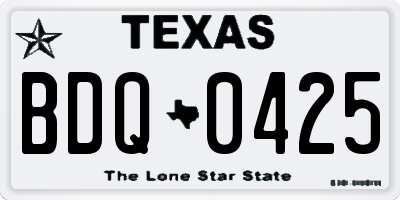 TX license plate BDQ0425