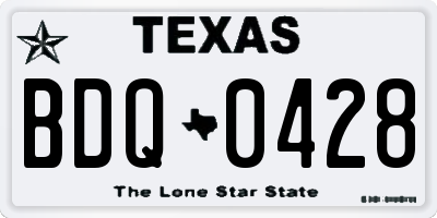 TX license plate BDQ0428