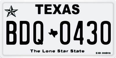 TX license plate BDQ0430