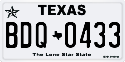 TX license plate BDQ0433