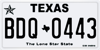 TX license plate BDQ0443