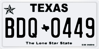 TX license plate BDQ0449