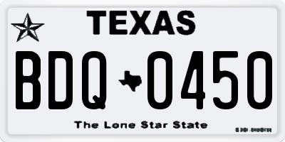 TX license plate BDQ0450