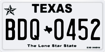 TX license plate BDQ0452