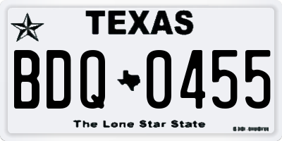 TX license plate BDQ0455