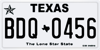 TX license plate BDQ0456