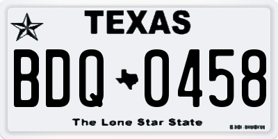 TX license plate BDQ0458