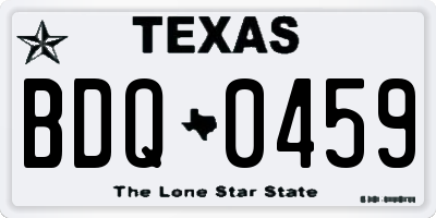 TX license plate BDQ0459
