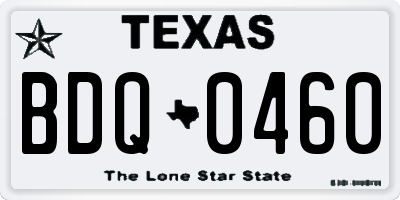 TX license plate BDQ0460