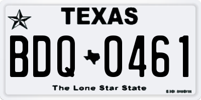 TX license plate BDQ0461
