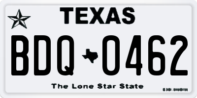 TX license plate BDQ0462