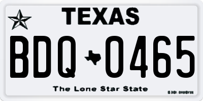 TX license plate BDQ0465