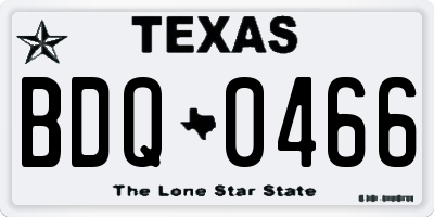 TX license plate BDQ0466