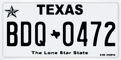 TX license plate BDQ0472