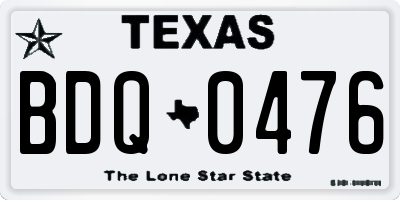 TX license plate BDQ0476