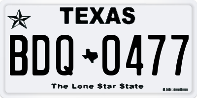 TX license plate BDQ0477