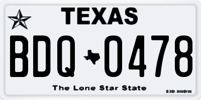 TX license plate BDQ0478