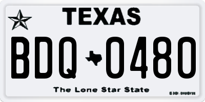 TX license plate BDQ0480