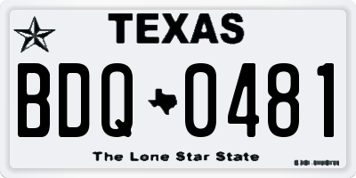 TX license plate BDQ0481