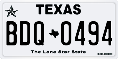 TX license plate BDQ0494