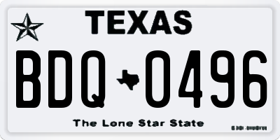 TX license plate BDQ0496