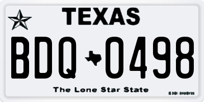 TX license plate BDQ0498