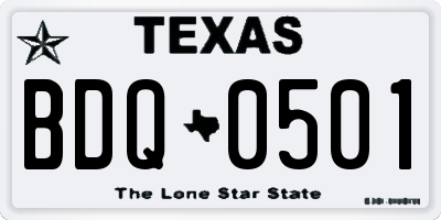 TX license plate BDQ0501