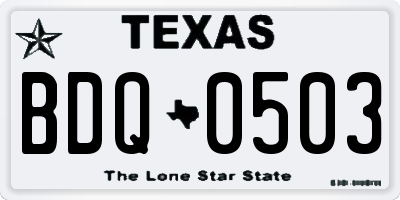 TX license plate BDQ0503