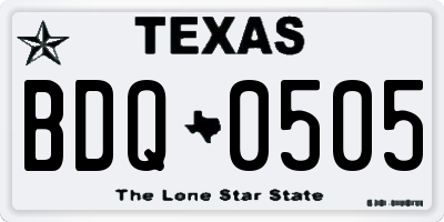 TX license plate BDQ0505