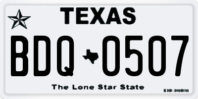 TX license plate BDQ0507