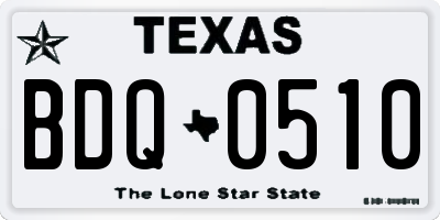 TX license plate BDQ0510