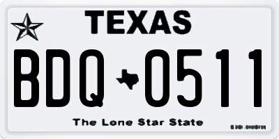 TX license plate BDQ0511
