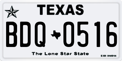 TX license plate BDQ0516