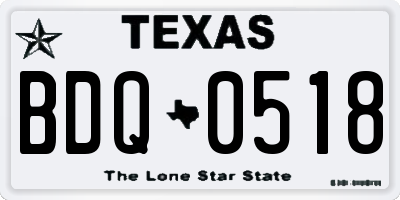TX license plate BDQ0518