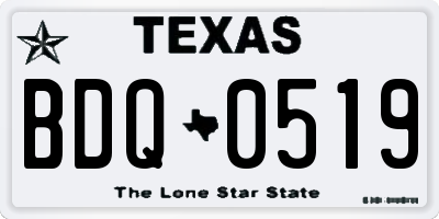 TX license plate BDQ0519