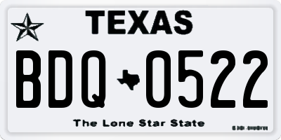 TX license plate BDQ0522